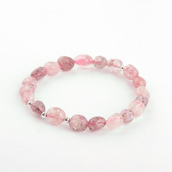 Strawberry Quartz Beaded Bracelets Handmade Crystal Jewelry Accessories Gift Women adorable