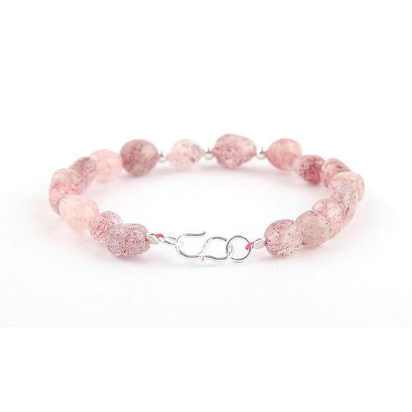 Strawberry Quartz Beaded Bracelets Handmade Crystal Jewelry Accessories Gift Women fashionable