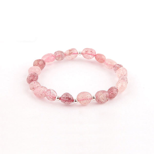 Strawberry Quartz Beaded Bracelets Handmade Crystal Jewelry Accessories Gift Women fine