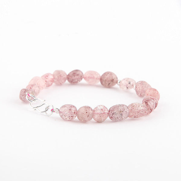 Strawberry Quartz Beaded Bracelets Handmade Crystal Jewelry Accessories Gift for Women