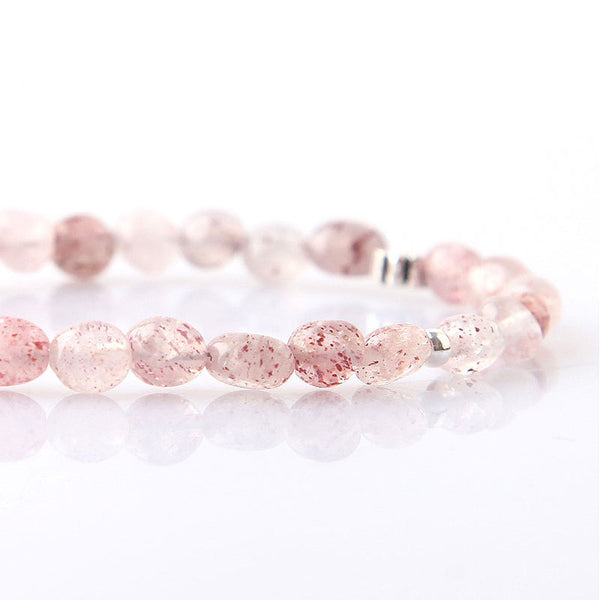 Strawberry Quartz Beaded Bracelets Handmade Gemstone Jewelry Accessories Gift for Women adorable