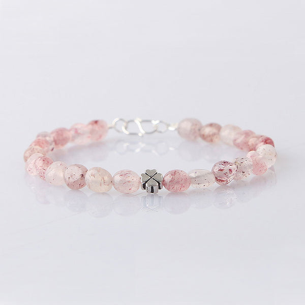 Strawberry Quartz Beaded Bracelets Handmade Gemstone Jewelry Accessories Gift for Women chic