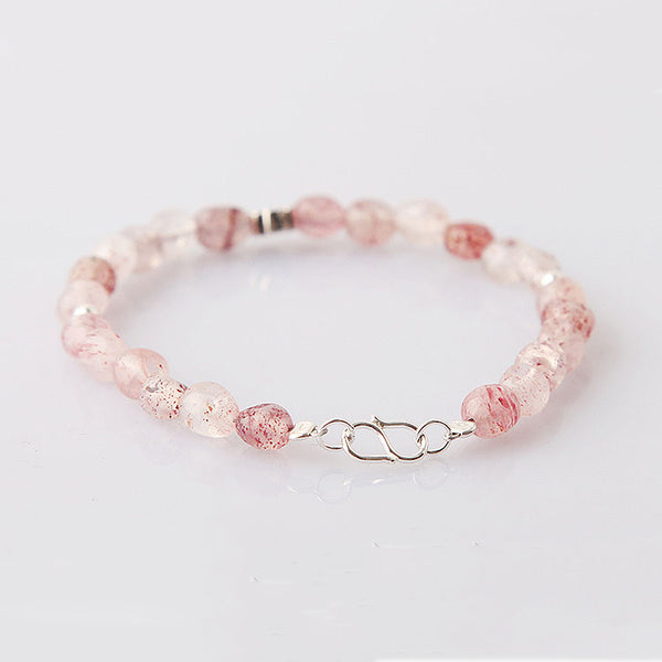Strawberry Quartz Beaded Bracelets Handmade Gemstone Jewelry Accessories Gift for Women elegant