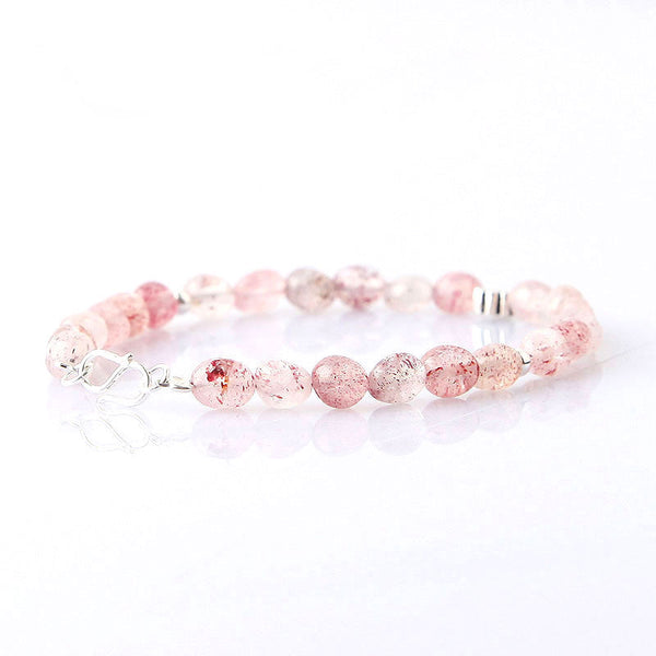Strawberry Quartz Beaded Bracelets Handmade Gemstone Jewelry Accessories Gift for Women natural