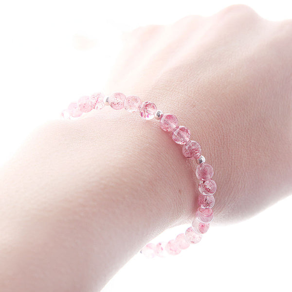Strawberry Quartz Beaded Bracelets Handmade Jewelry Accessories Gift Women adorable