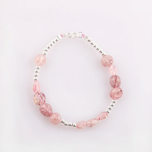 Strawberry Quartz Beaded Bracelets Handmade Gemstone Jewelry Accessories Gift Women chic