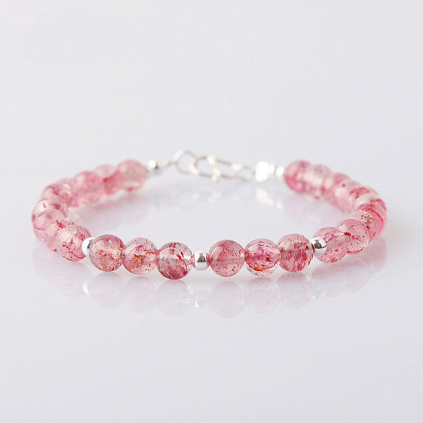 Strawberry Quartz Beaded Bracelets Handmade Jewelry Accessories Gift Women cute