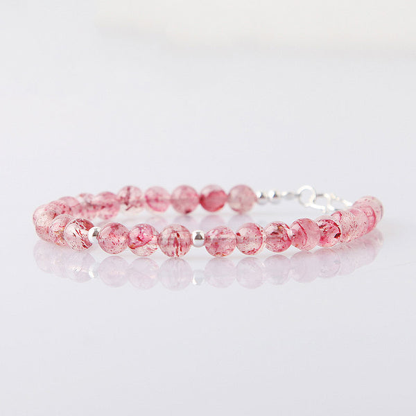 Strawberry Quartz Beaded Bracelets Handmade Jewelry Accessories Gift for Women