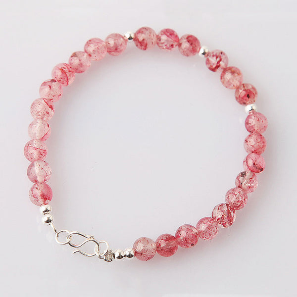 Strawberry Quartz Beaded Bracelets Handmade Jewelry Accessories Gift Women fine