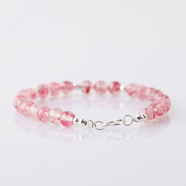 Strawberry Quartz Beaded Bracelets Handmade Jewelry Accessories Gift Women