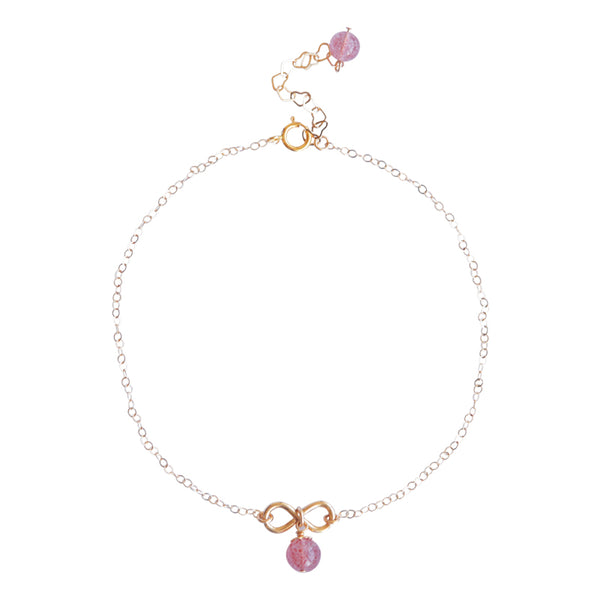 Strawberry Quartz Crystal Bead Gold Anklet Handmade Jewelry Accessories Women beautiful