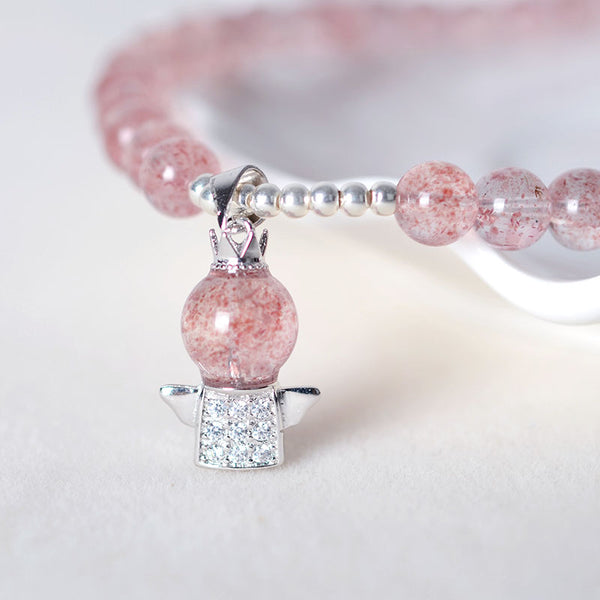 Strawberry Quartz Moonstone Bead Bracelets Handmade Jewelry Women Accessories