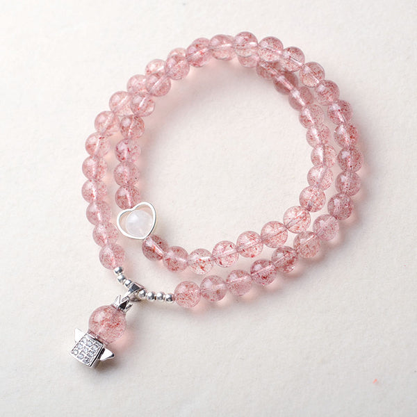 Strawberry Quartz Moonstone Bead Bracelets Handmade Jewelry Women
