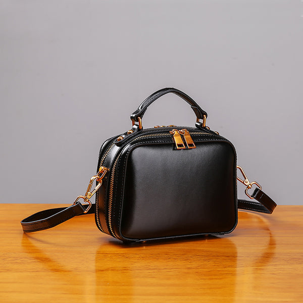 Stylish Cube Bag Womens Leather Crossbody Bags Shoulder Bag for Women black