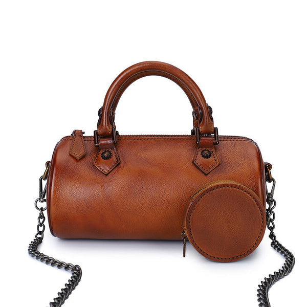 Stylish Ladies Barrel Handbag Brown Shoulder Bag For Women Beautiful