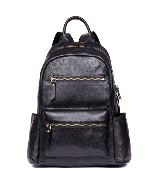 Stylish Ladies Black Genuine Leather Backpack Purse Rucksack For Women Cool