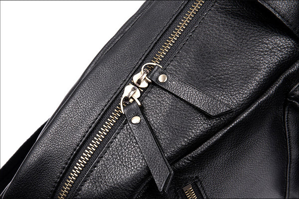 Stylish Ladies Black Genuine Leather Backpack Purse Rucksack For Women Details