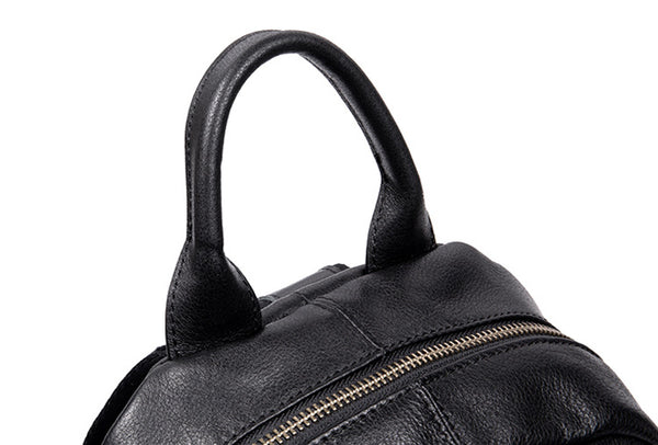 Stylish Ladies Black Genuine Leather Backpack Purse Rucksack For Women Quality