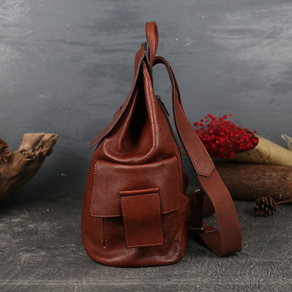 Stylish Ladies Genuine Leather Backpack Purse Rucksack Bag For Women Handmade