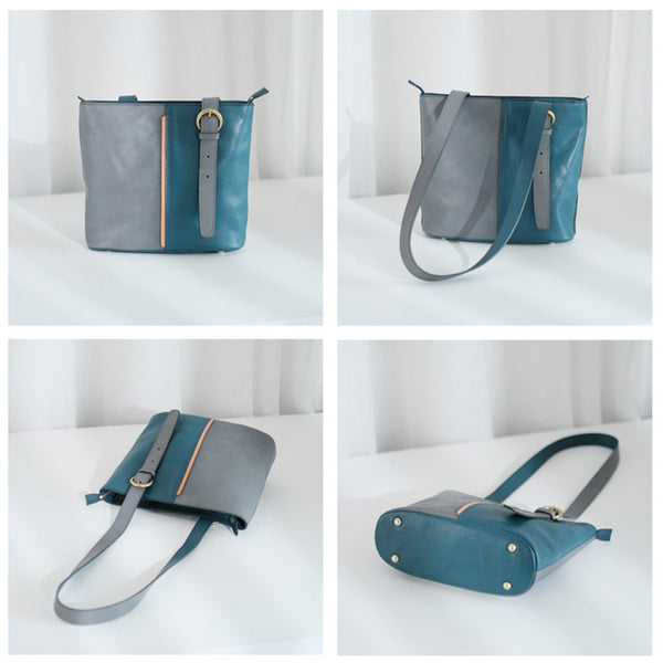 Stylish Ladies Leather Blue Shoulder Bag Genuine Leather Crossbody Bags For Women Designer