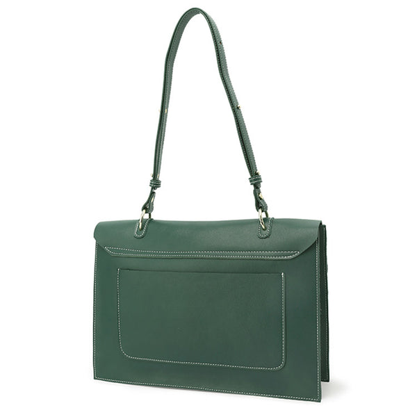 Stylish Ladies Leather Handbags Green Leather Shoulder Bag for Women Minimalism