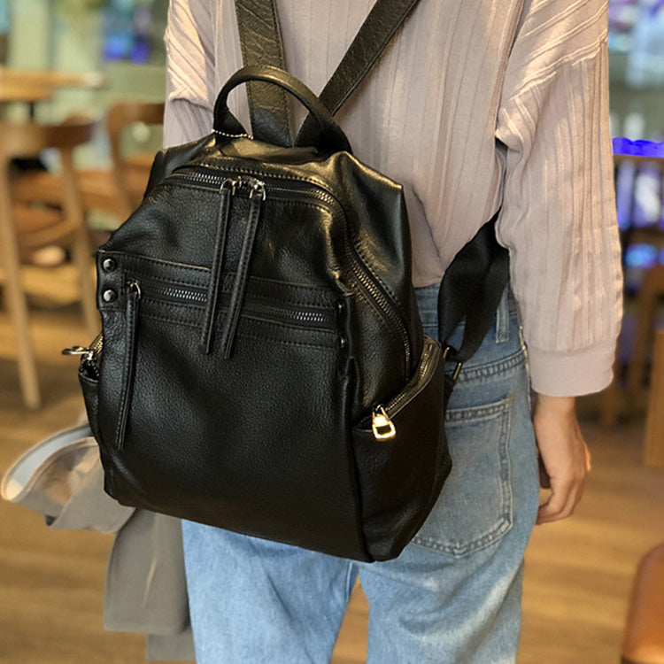 BROMEN Women Backpack Purse Leather Anti-theft Travel Backpack Fashion  Shoulder Handbag, Color - brown