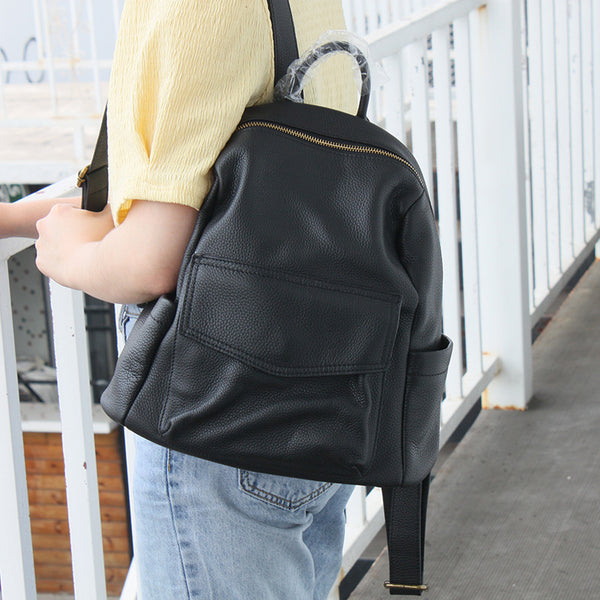 Stylish Ladies Soft Leather Backpacks Black Backpack Purse For Women Aesthetic