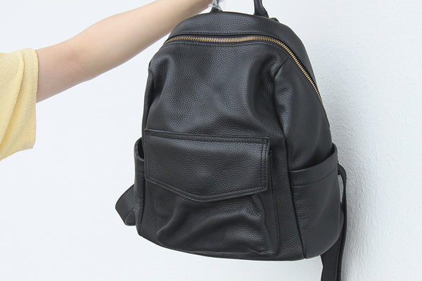 Stylish Ladies Soft Leather Backpacks Black Backpack Purse For Women Cool