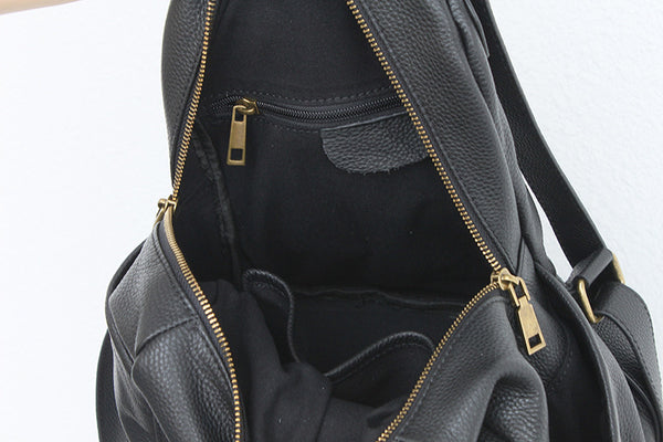 Stylish Ladies Soft Leather Backpacks Black Backpack Purse For Women Inside
