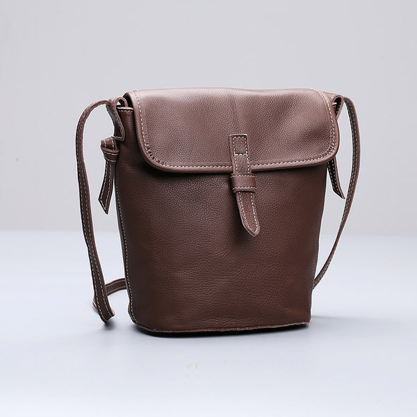Stylish Leather Womens Bucket Bag Crossbody Bags Purse Shoulder Bag Designer