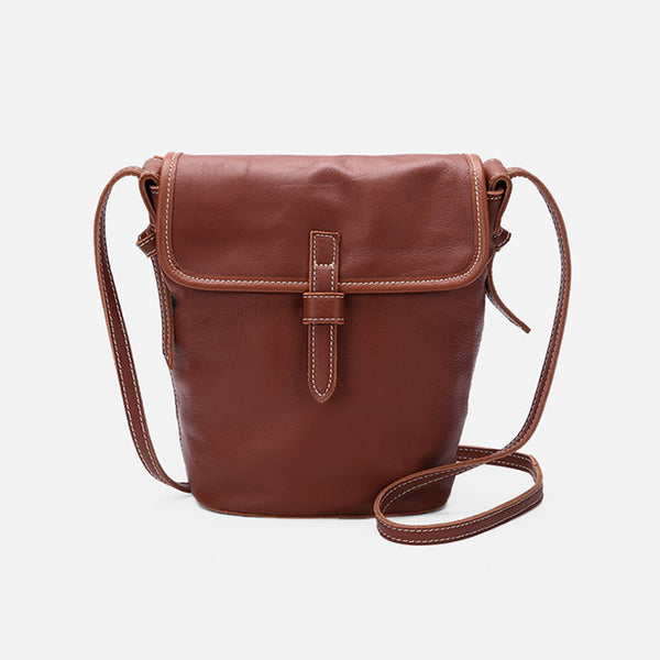 Stylish Leather Womens Bucket Bag Crossbody Bags Purse Shoulder Bag Genuine Leather