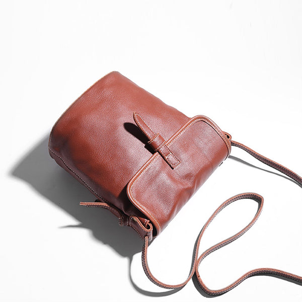 Stylish Leather Womens Bucket Bag Crossbody Bags Purse Shoulder Bag Minimalist