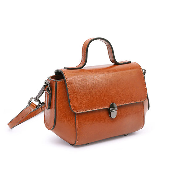 Stylish Women Brown Leather Crossbody Bags Leather Handbags for Women mini