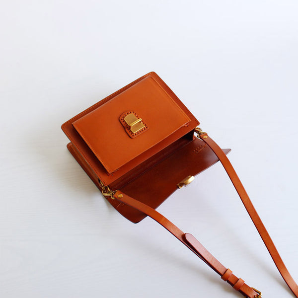 Stylish Women Brown Leather Satchel Bag Crossbody Bags Handbags