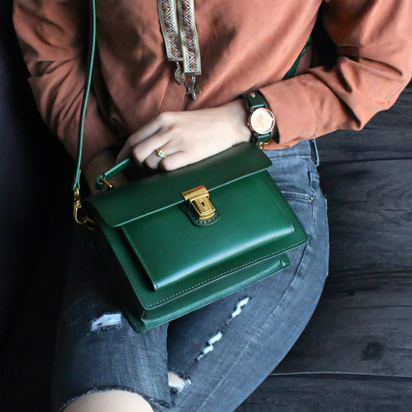 Stylish Women Brown Leather Satchel Bag Crossbody Bags Handbags chic