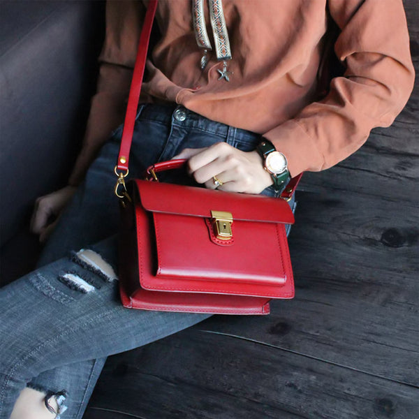 Stylish Women Brown Leather Satchel Bag Crossbody Bags Handbags fashion