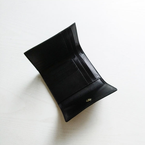 Stylish Women's Black Leather Billfold Trifold Wallet For Women Cowhide