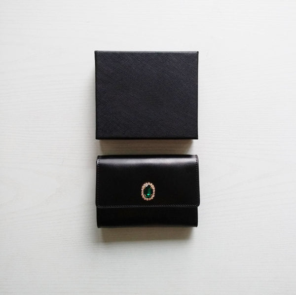 Stylish Women's Black Leather Billfold Trifold Wallet For Women Nice