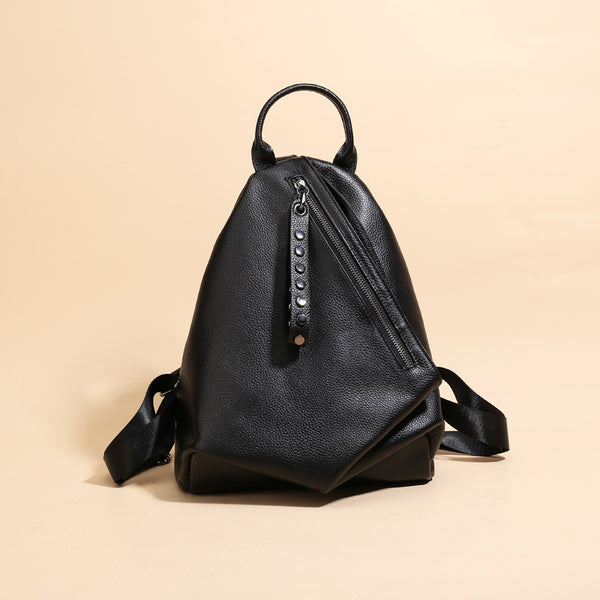 Stylish Womens Black Leather Backpack Bag Ladies Rucksack Aesthetic