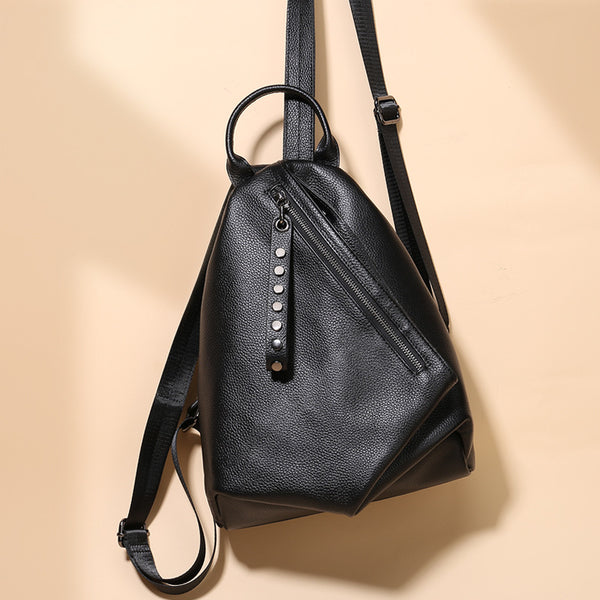 Stylish Womens Black Leather Backpack Bag Ladies Rucksack Affordable