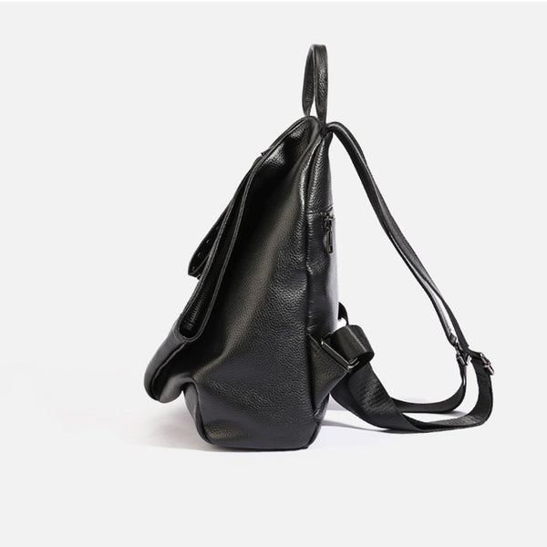 Stylish Womens Black Leather Backpack Bag Ladies Rucksack Black