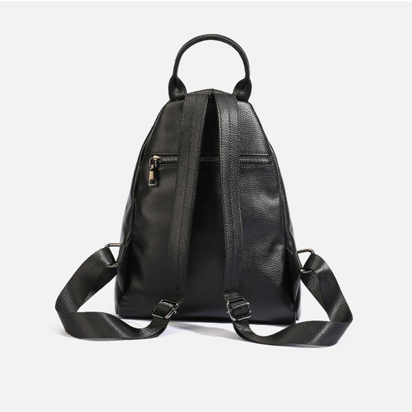 Stylish Womens Black Leather Backpack Bag Ladies Rucksack Cowhide