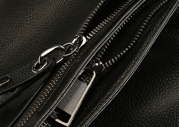 Stylish Womens Black Leather Backpack Bag Ladies Rucksack Details