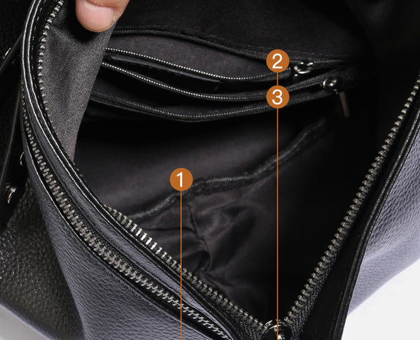 Stylish Womens Black Leather Backpack Bag Ladies Rucksack Inside