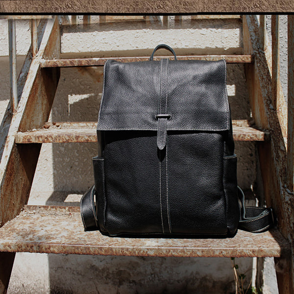 Stylish Womens Black Leather Backpack Bag Laptop Book Bag Purse for Women Designer