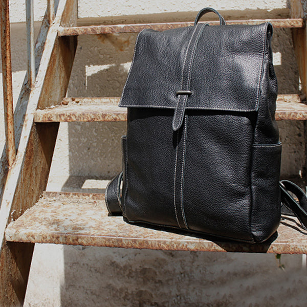 Stylish Womens Black Leather Backpack Bag Laptop Book Bag Purse for Women Details