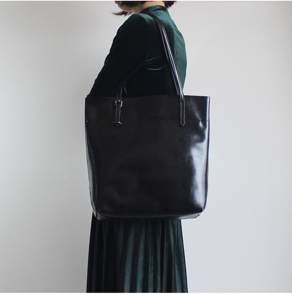 Stylish Womens Black Leather Tote Bag Handbags Shoulder Bag for Women Unique