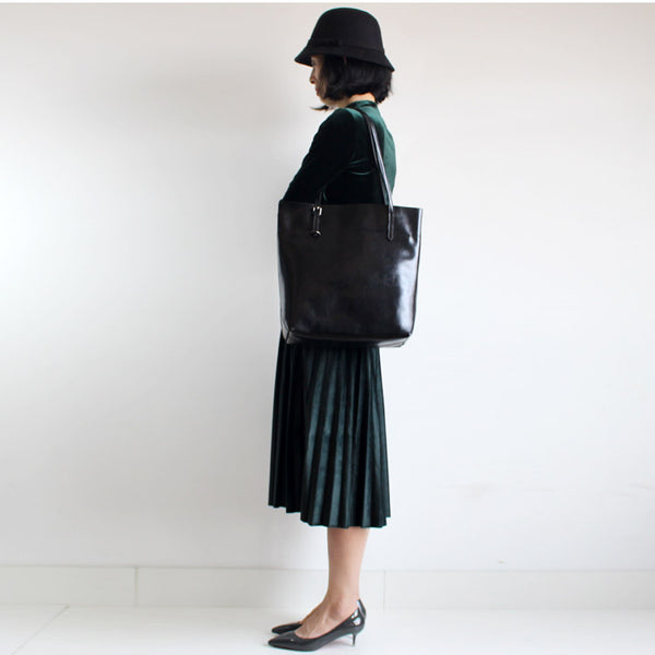 Stylish Womens Black Leather Tote Bag Handbags Shoulder Bag for Women work bag