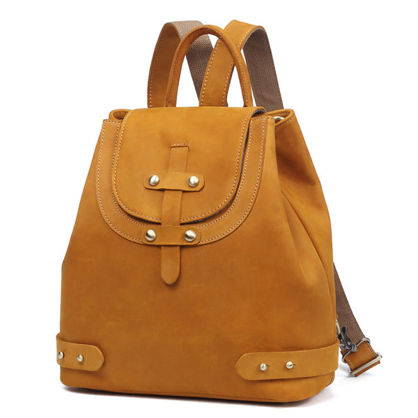 Stylish Womens Brown Leather Backpack Purse Cross Shoulder Bags for Women Genuine Leather