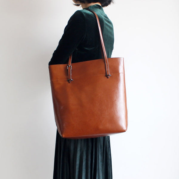 Stylish Womens Brown Leather Tote Bag Handbags Shoulder Bag for Women